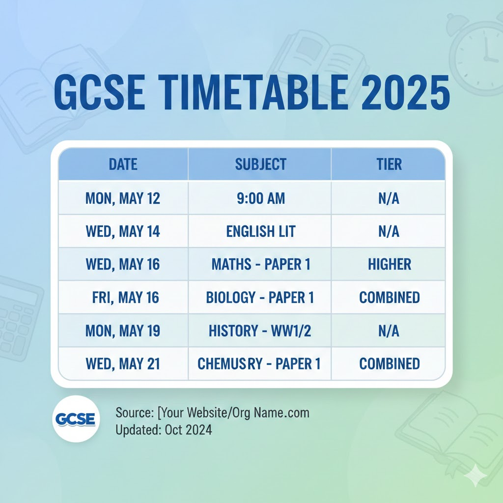 gcse timetable 2025