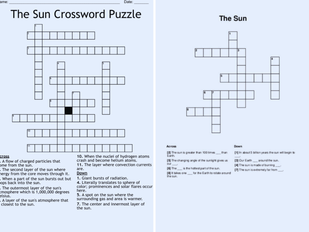 the sun crossword